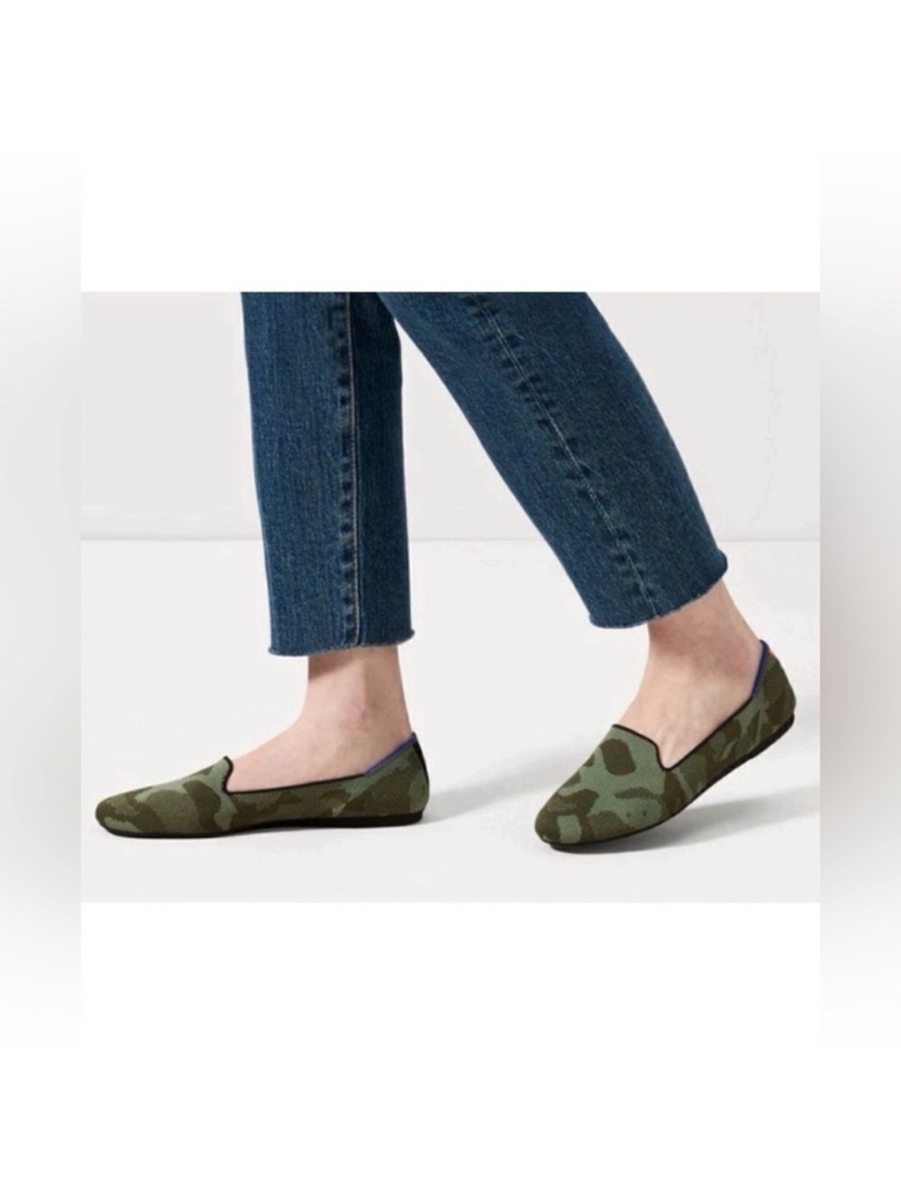 Rothy’s The Loafer Round Toe Slip On in Olive Camo Green Size 9